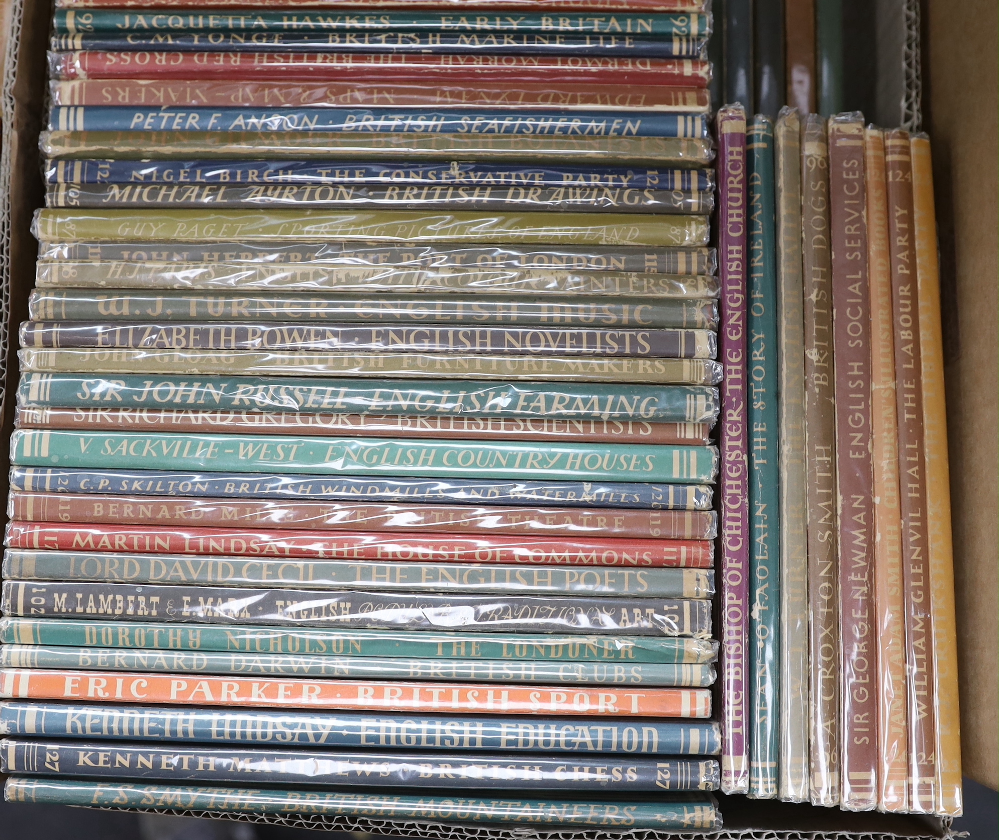 Britain in Pictures. One hundred and eighteen volumes in this series, including, Orwell, George. The English People. 1947; Haskell, Arnold. Australia. 1941; Marsh, Ngaio and Burden, R. M. New Zealand, 1942; Greene, Graha